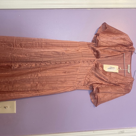 Vera & Lucy pink satin button maxi dress - Picture 1 of 2